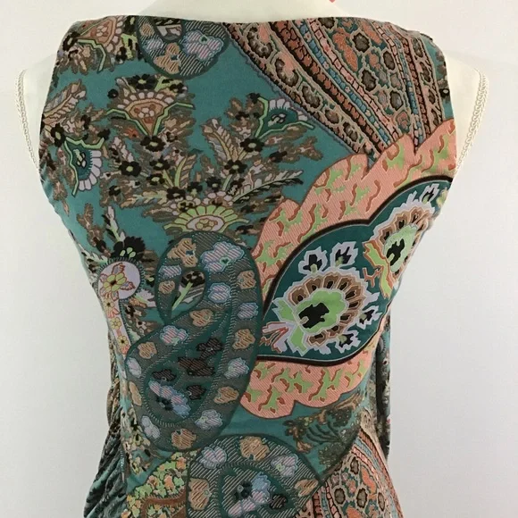MANGO SUIT PAISLEY PRINT RUCHED SLEEVELESS DRESS - Picture 5 of 8
